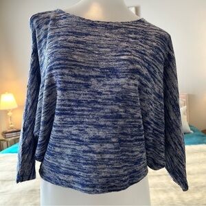 ANTHROPOLOGIE Malu Space Dye Blue Cold Shoulder Dolman Sleeve Cape Sweater XS